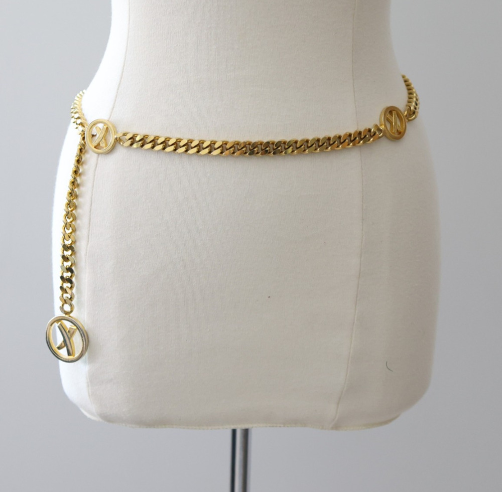 B0 Authentic VINTAGE PALOMA PICASSO Gold-plated Adjustable Heavy Curb Chain Belt